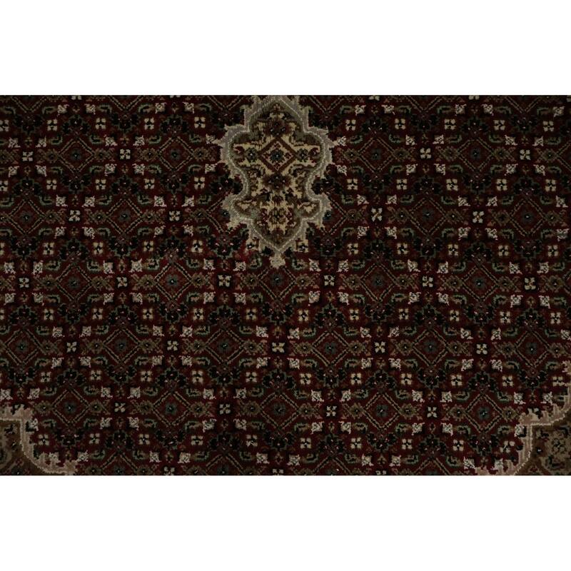 Hand Knotted Oriental 100% Wool Carpet Traditional Floral Red Tabriz Area Rug - 9' 2'' X 6' 2''