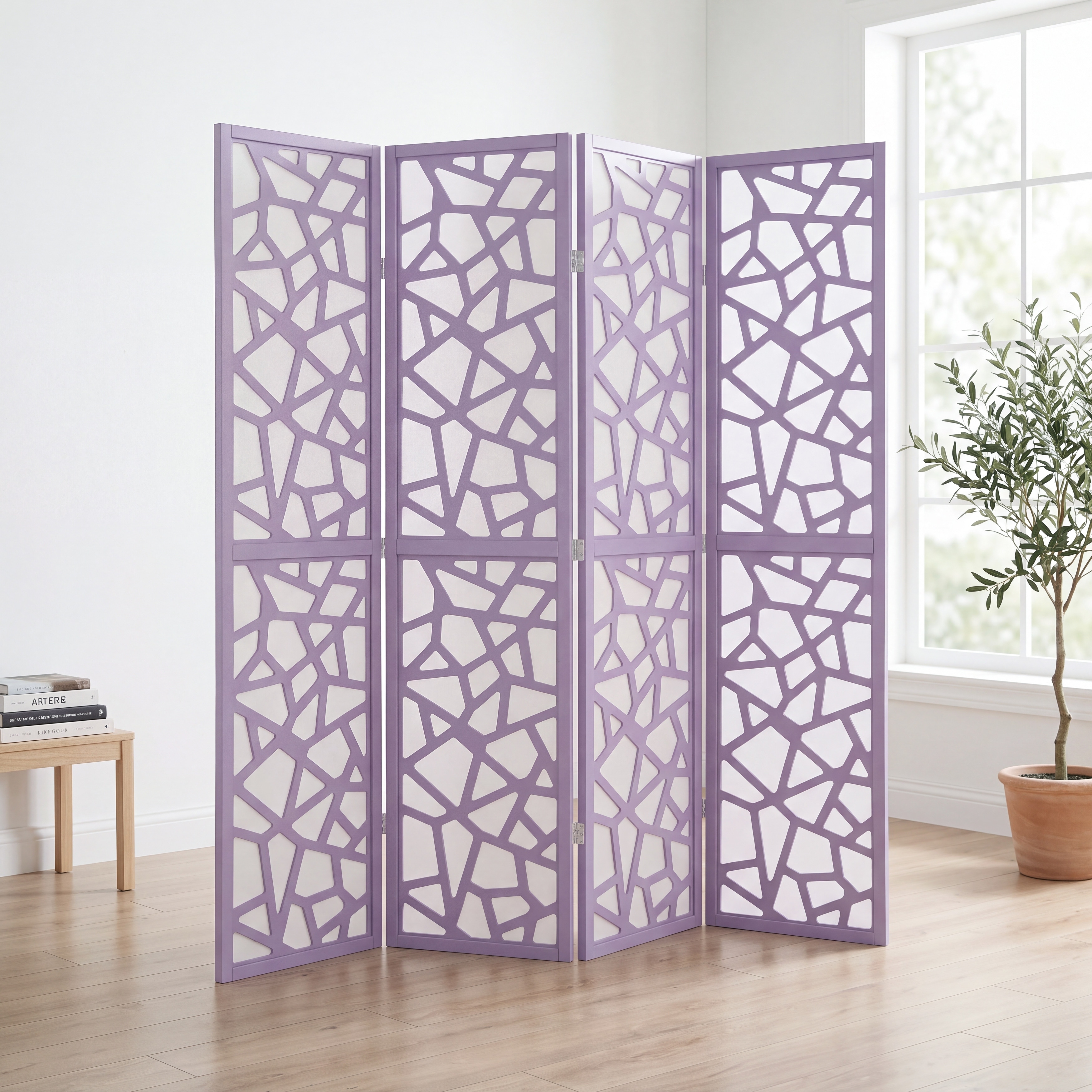 Roundhill Furniture Giyano 4-panel Screen Room Divider