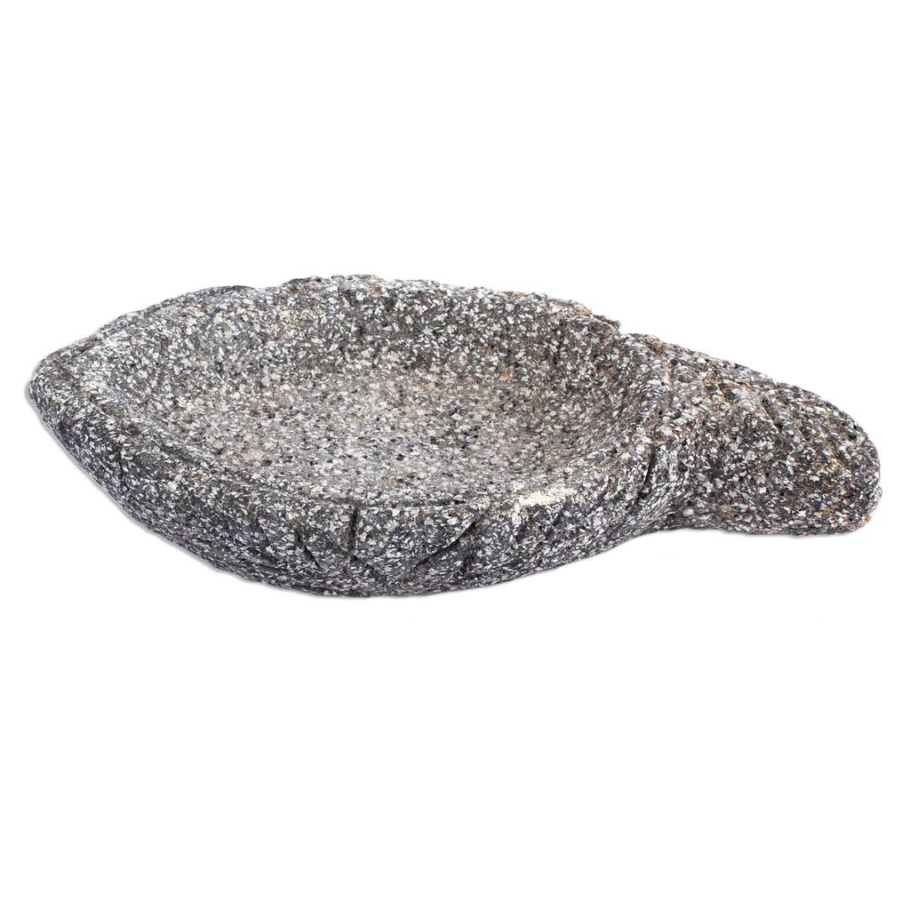 Novica Handmade Traditional Leaf Basalt Centerpiece