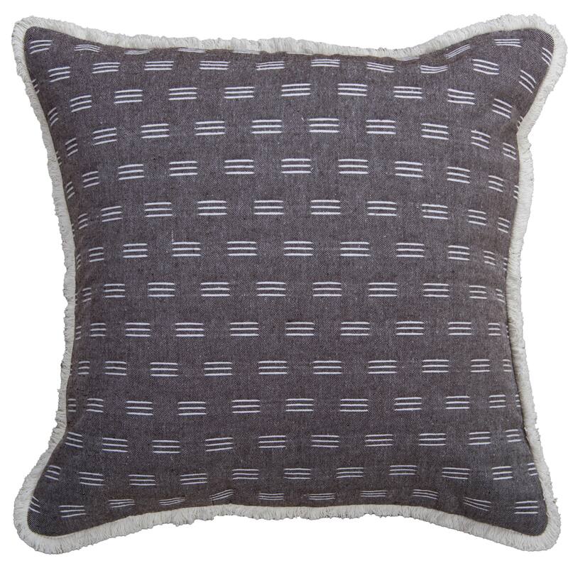 Rizzy Home Drop Stitched Woven Throw Pillow - Polyester - White/ Coffee