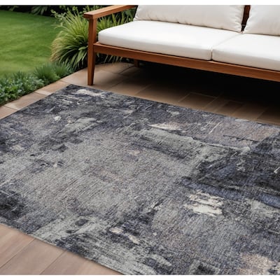 HomeRoots Abstract Transitional Rectangle Outdoor Rug