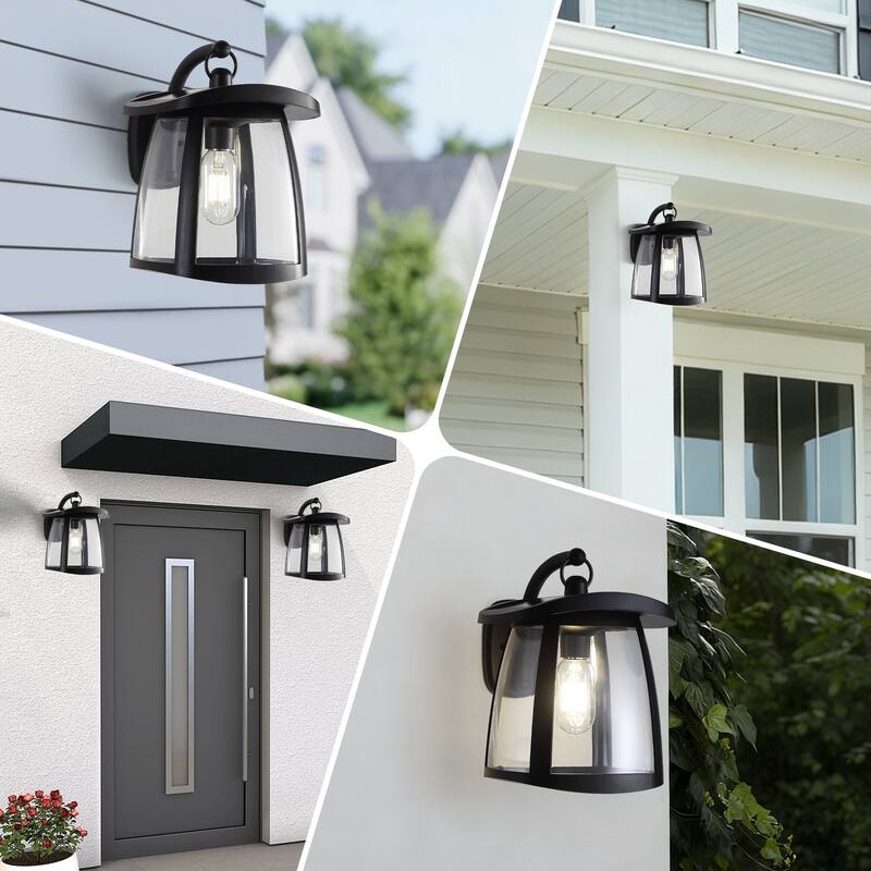 Sofucor Black Outdoor Waterproof Solar Wall Sconce Light 4 Lighting Modes-10in H - N/A