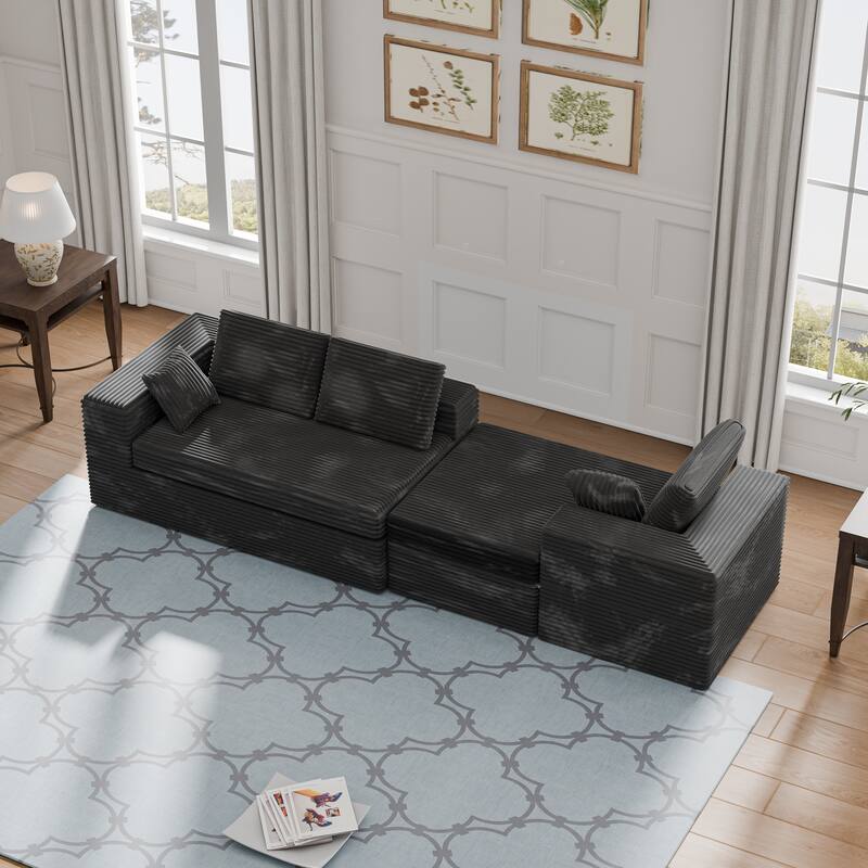 Modland 108" Boneless Cloud Couch, Modular L-Shaped Sectional Sofa, No Assembly, Corduroy