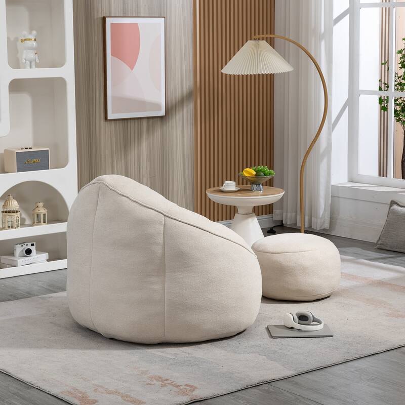 Roomfitters Bedding Bean Bag Sofa Chair - High Pressure Foam Bean Bag Chair for Adults with Padded Foam Padding and Footrest