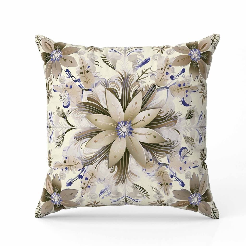 Snowy Crest Indoor/Outdoor Reversible Throw Pillow Beige and Olive