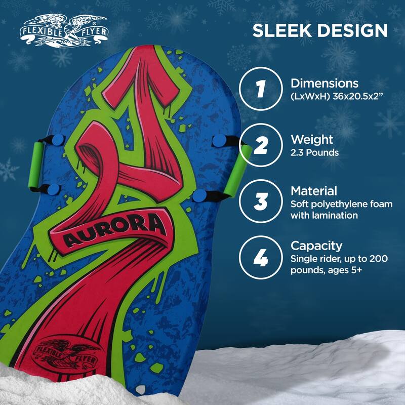 Flexible Flyer Aurora 36 Inch 1 Person Foam Slider Snow Sled for Kids and Adults - 2.3