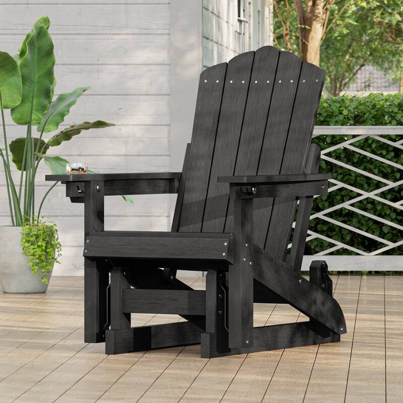 Glider Adirondack Patio Chair, 3-Position Adjust Smooth Motion Chair - 1-Piece - Black