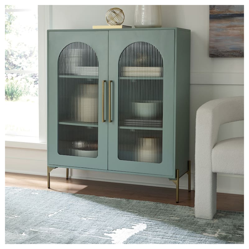 Signature Design by Ashley Adwen Light Green Accent Cabinet - 40" W x 16" D x 48" H - 40" W x 16" D x 48" H - Green