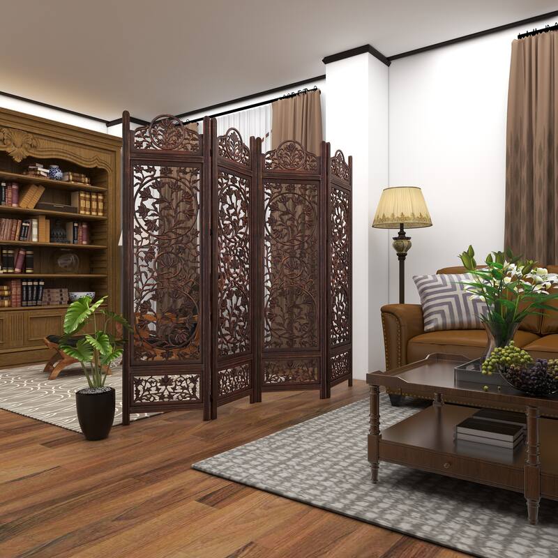 Brown MDF Traditional Room Divider Screen 72 x 80 x 1