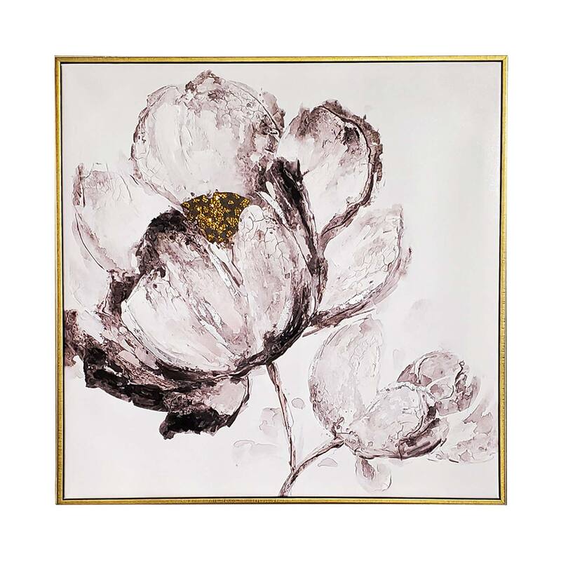 Sparkles Home Black & White Flowers Rhinestone Wall Art - 36x36"