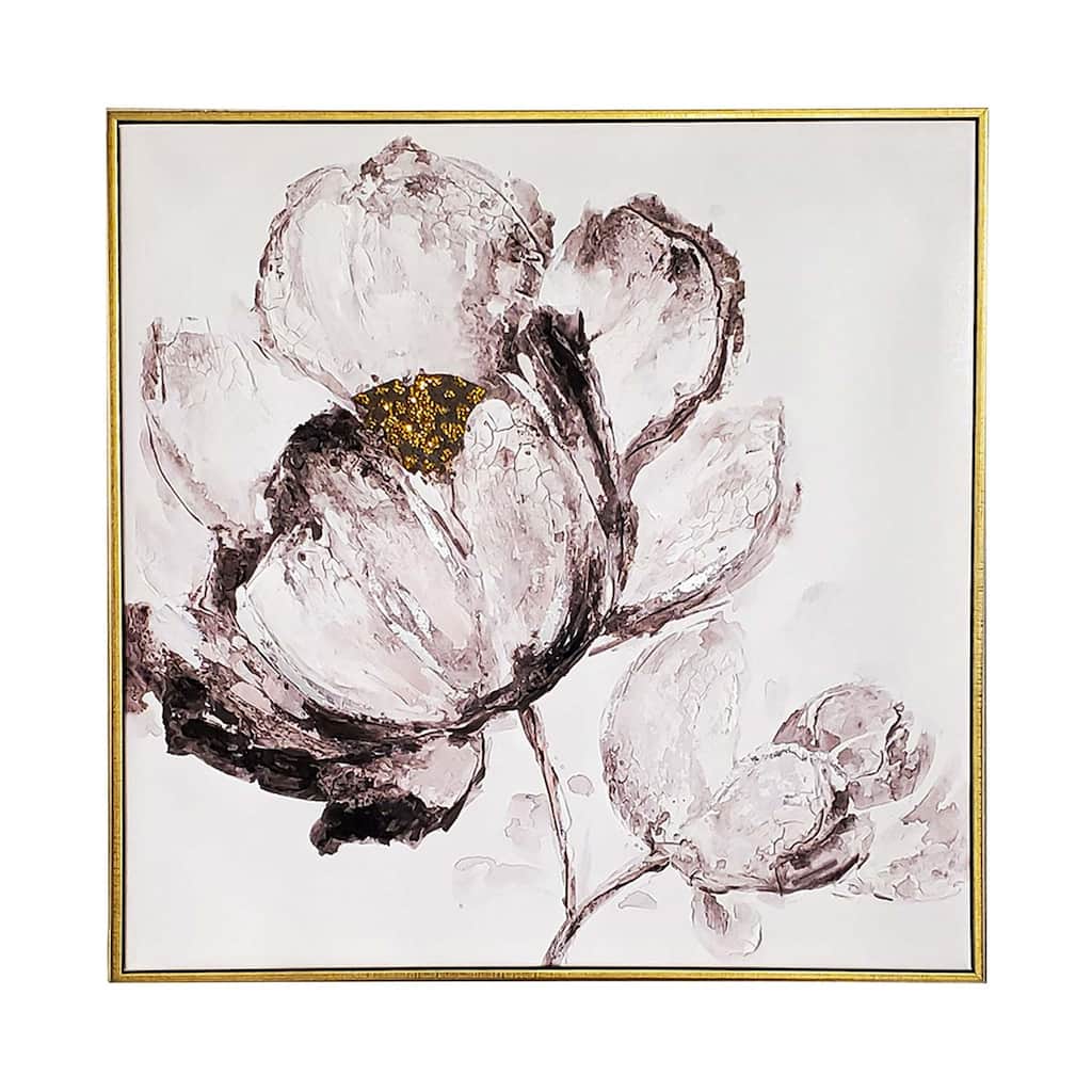 Sparkles Home Black & White Flowers Rhinestone Wall Art - 36x36"