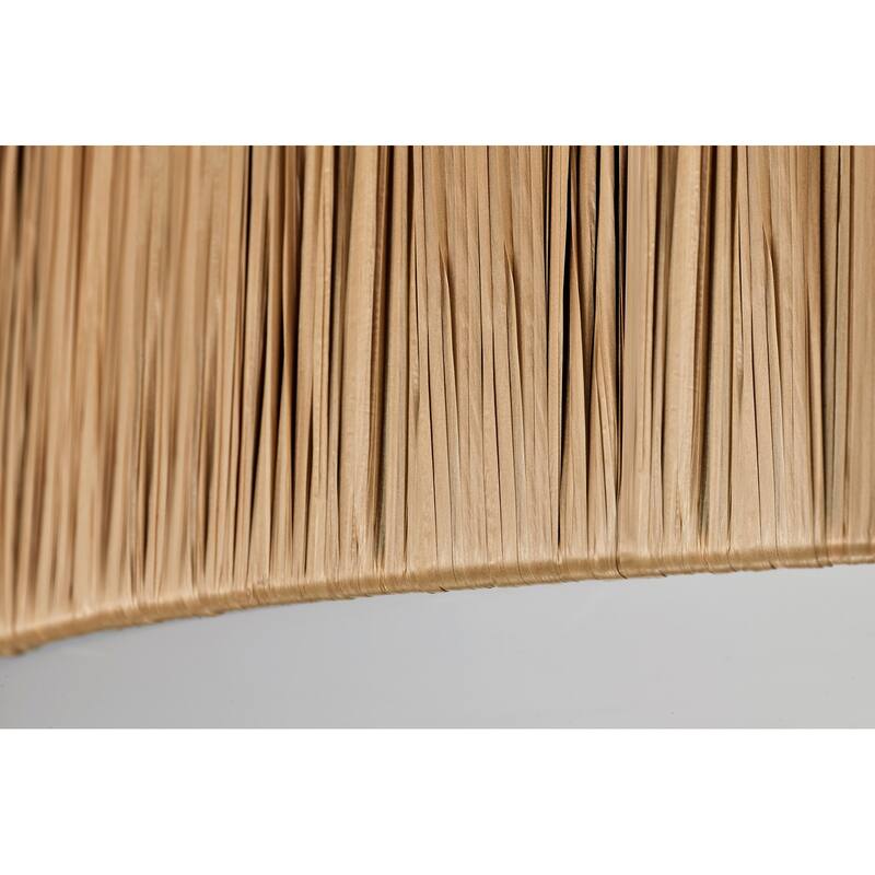 4-Light 16 in. Natural Farmhouse Flush Mount Ceiling Light with Raffia and Acrylic Shade