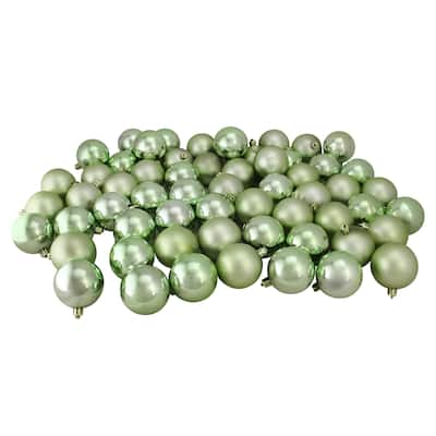 60ct Celadon Green Shatterproof 2-Finish Christmas Ball Ornaments 2.5"