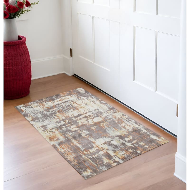 Kequh Abstract Modern Area Rug By HomeRoots - 2' X 3' - Natural/Criss Cross - Rectangle