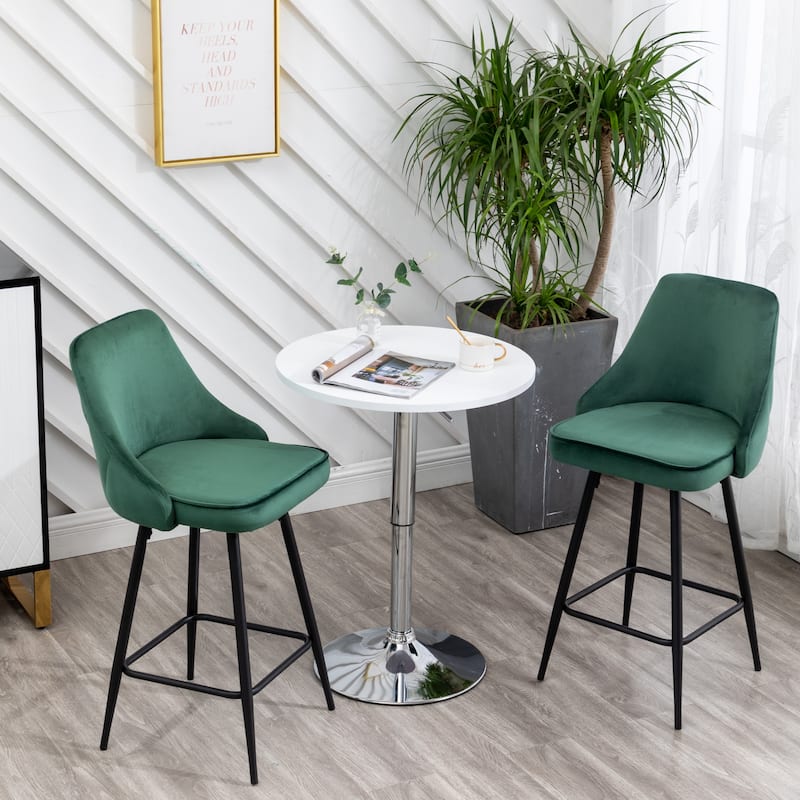 Zainab Premium Velvet Upholstered Contemporary Dining Bar Stools (Set of 2 )