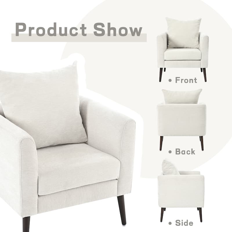 Living Room Lazy Accent Chair,Fleece Fabric Arm Chair Barrel Chair with Solid Wood Legs for Living Room,Bedroom or Office