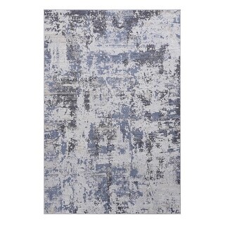 LOOM & LUXE Collection Grey/Denim/Abstract Non-Shedding Area Rug