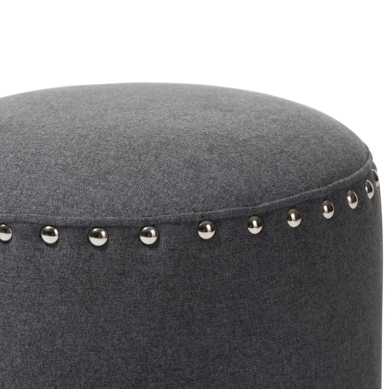 Rosine Modern and Contemporary Fabric Upholstered Nail Trim Ottoman