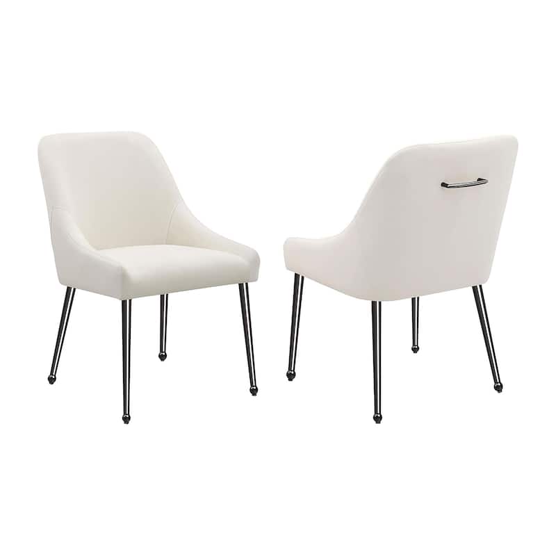 Set of 2 Velvet Upholstered Dining Side Chairs - Ivory