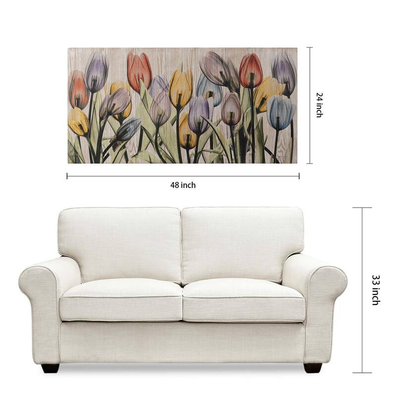 "Tulipscape" Fine Radiographic Photography Giclee Printed Directly on Hand Finished Ash Wood Wall Art
