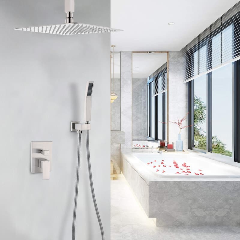 Proox 16" Rainfall Shower Head with Handheld, Shower Faucet Set for Bathroom - 16 inch