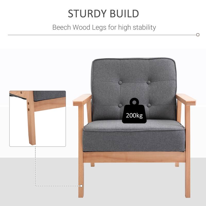 Accent Arm Chair With Upholstered Tufted Back