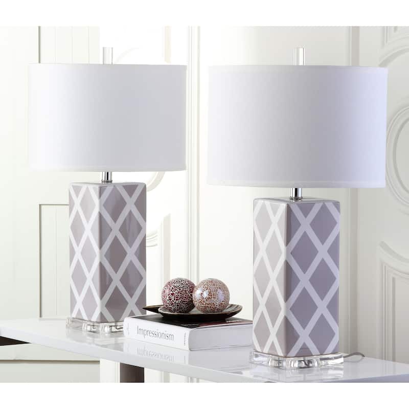 SAFAVIEH Lighting 27-inch Grey Garden Lattice Table Lamp (Set of 2) - 15"W x 15"D x 27"H