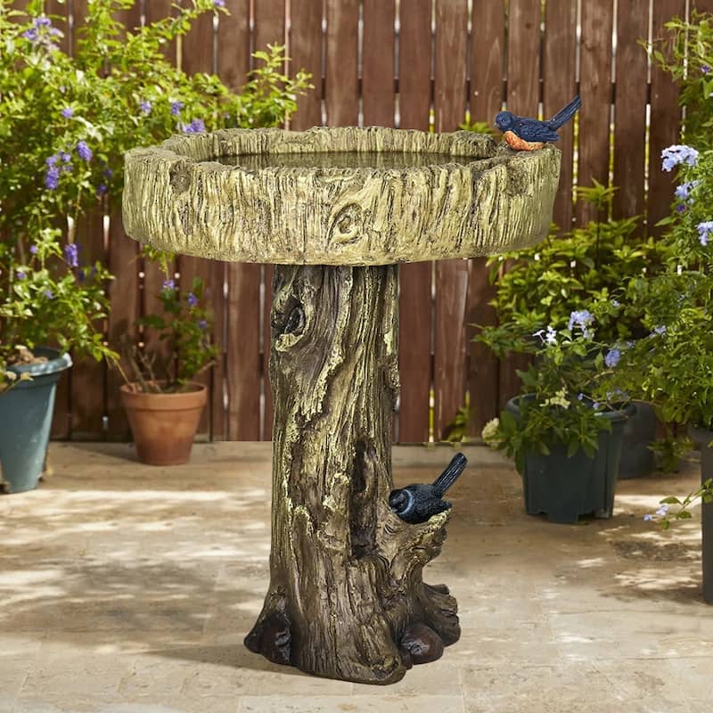 Outdoor Garden Bird Bath 24.4 Inch High Weather Resistant Birdbath