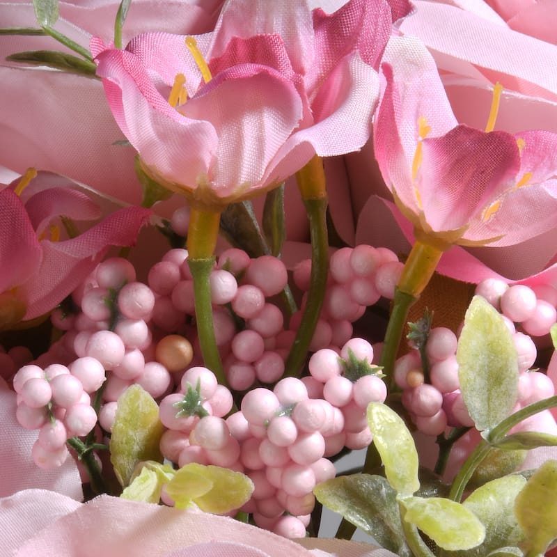 National Tree Company 18 in. Pink Rose Bundle