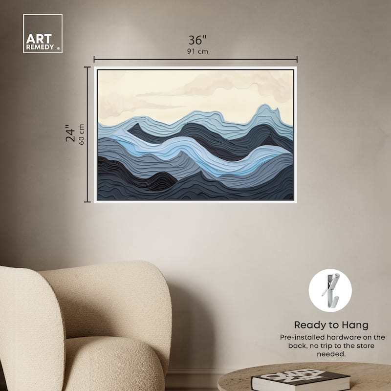 Art Remedy Waverly Framed Blue Abstract 1 Piece Canvas Wall Art