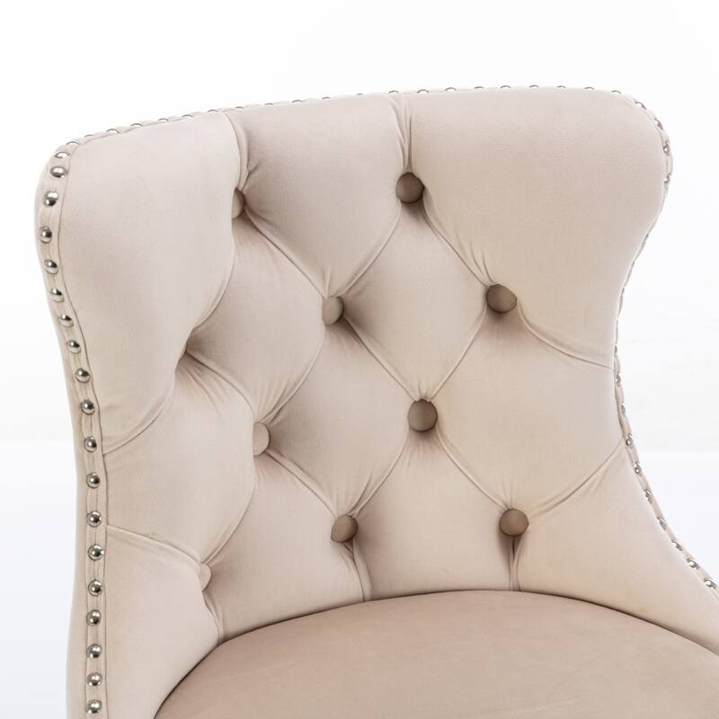 GDF Studio - Modern Upholstered Swivel Velvet Bar Stools with Adjustable Seat Height and Tufted Back (Set of 2)