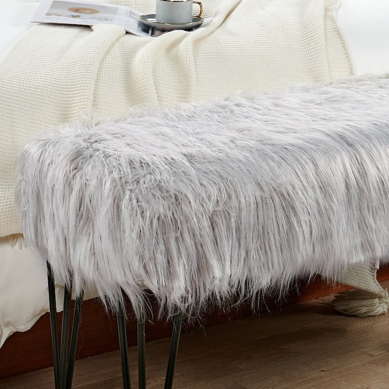 Mongolian Fauxfur Ottoman
