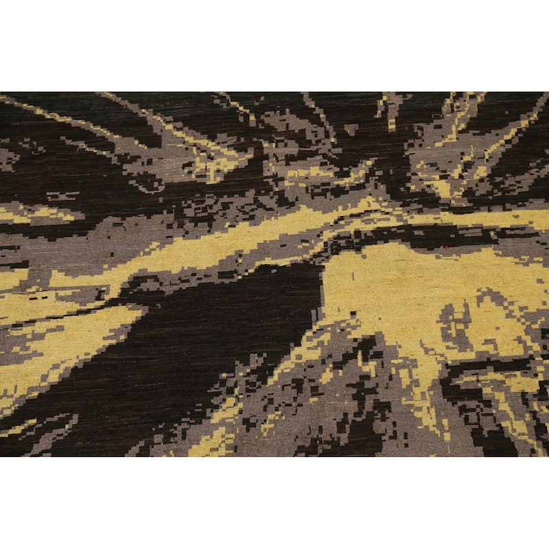 Vegetable Dye Abstract Contemporary Area Rug Hand-knotted Wool Carpet - 9'9" x 12'9"