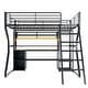 preview thumbnail 13 of 15, Full Size Gaming Loft Bed with Built-in Work Station, Open Wardrobe and LED Light, Metal Loft Bedframe with Storage Shelves