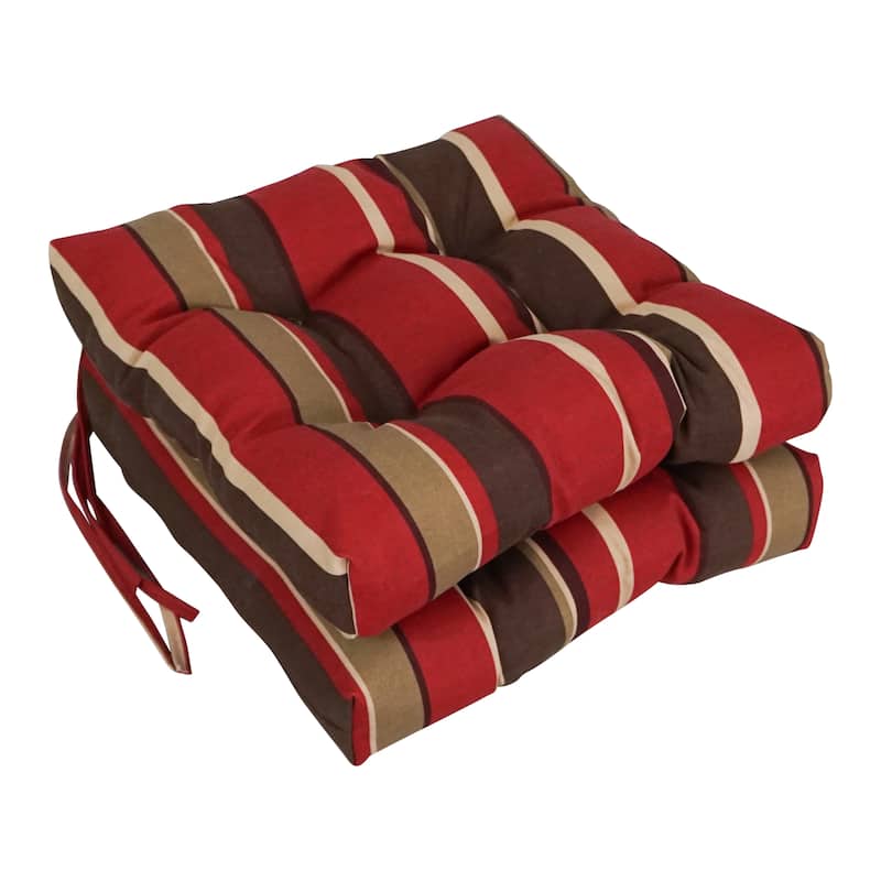 16-inch Square Tufted Indoor/Outdoor Chair Cushions (Set of 2) - 16" - Montserrat Sangria