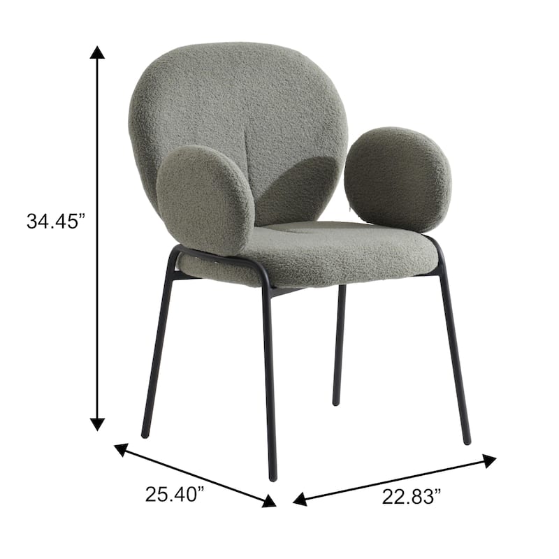 Celestial Modern Boucle Upholstered Accent Dining Chairs with Black Iron Legs and Plush Seating for Living/Dining Room