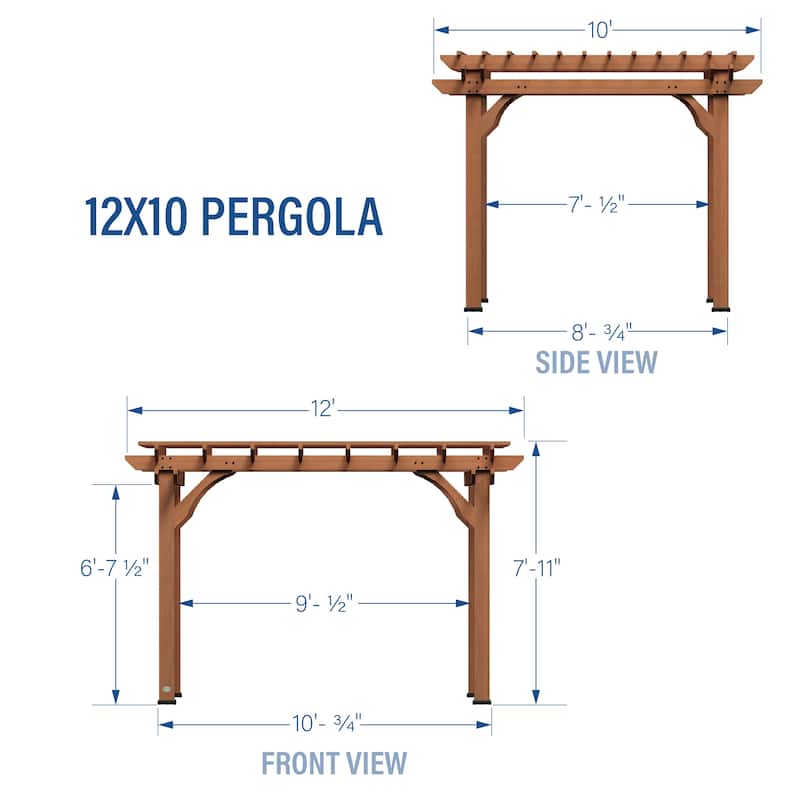 Backyard Discovery Beaumont 12'x10' Cedar Wood Pergola w/ Trellis Roof