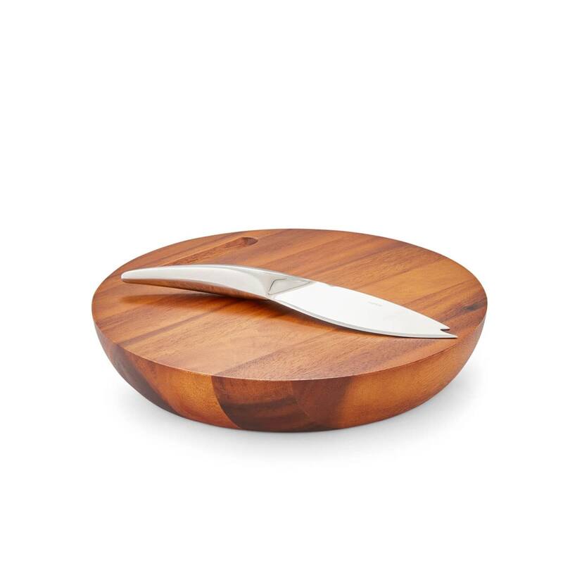 Nambe Harmony Cheese Board with Knife - 15.5" x 13" x 2.5"
