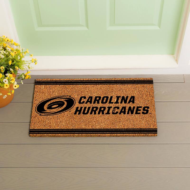 Carolina Hurricanes Monochrome Indoor/Outdoor Coir Door Mat - 28" x 16"