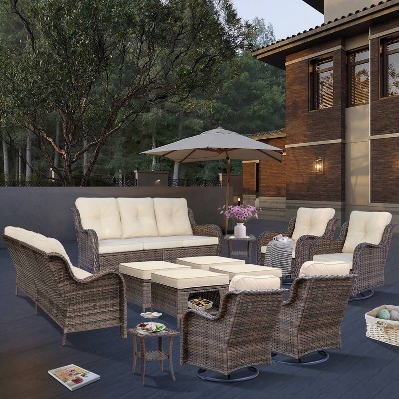 Wicker Patio Furniture Set-Outdoor Patio Conversation Seating Sets