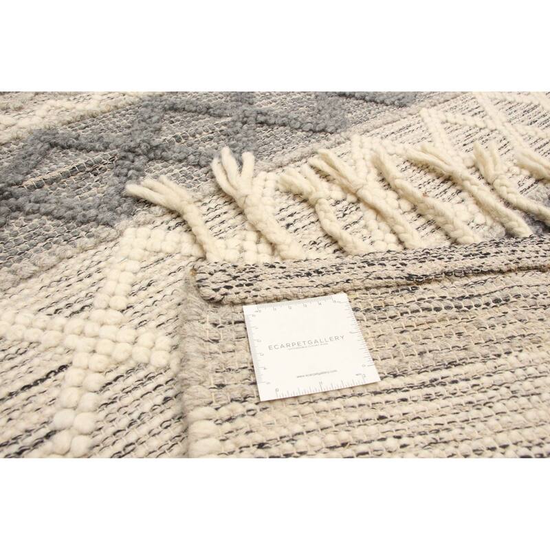 ECARPETGALLERY Braid weave Sienna Grey Wool Rug - 5'2 x 7'5