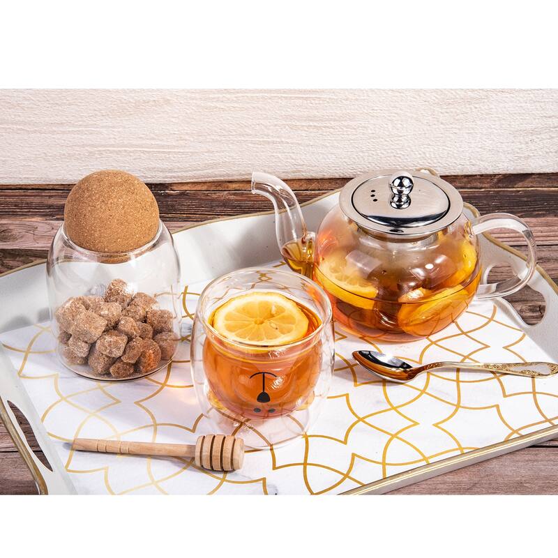 Borosilicate Glass 20.3 fl oz Teapot w/ Stainless Steel Strainer - 20.29 fl oz