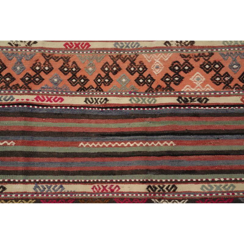 Hand Woven Oriental 100% Wool Carpet Southwestern Tribal Multi-Colored Kilim Area Rug - 8' 7'' X 5' 3''