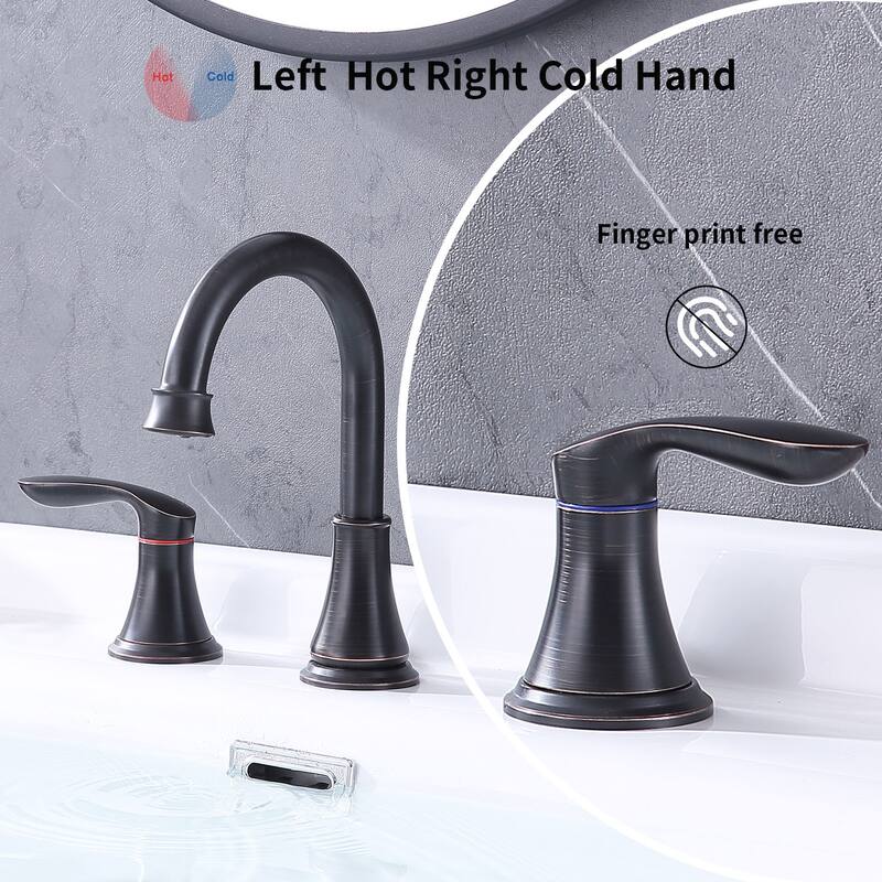 2 Handle 360 Degree Swivel Bathroom Sink Faucet with Pop up Drain Assembly and Water Supply Hose, Aerator, Anti Fingerprint