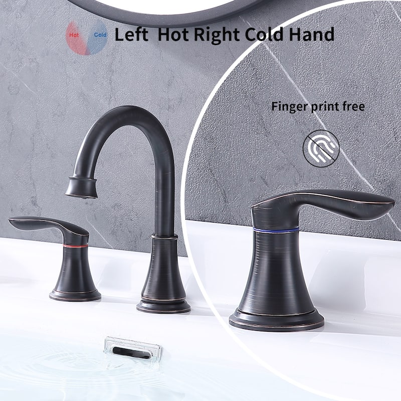 2-Handle Widespread Bathroom Sink Faucet ‎Oil-Rubbed Lavatory Faucet 3 Hole 360° Swivel Spout Vanity Sink Basin Faucets