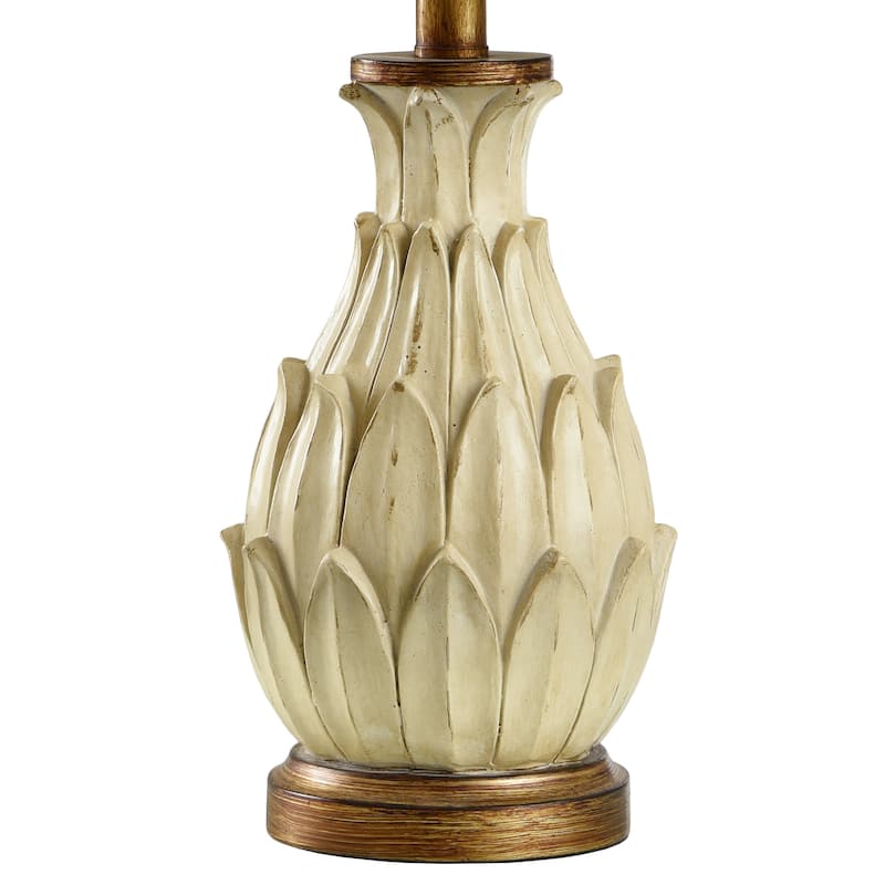 StyleCraft Mini Artichoke Distressed Aged Gold Table Lamp - Oatmeal Shade