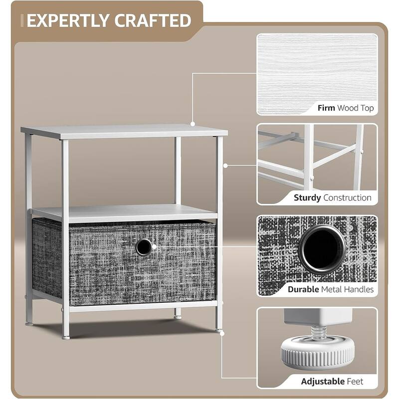 Nightstand 1-Drawer Shelf Storage - Bedside Furniture End Table Chest