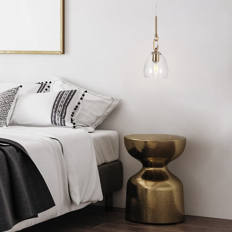Blobfish Modern Gold 1-Light Glass Pendant Lights for Kitchen Island - 5.1"D x 18"H - 73"H