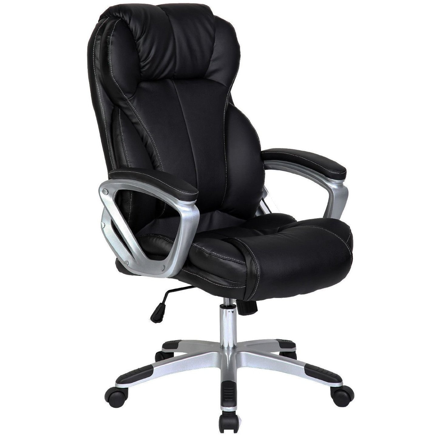 Faux Leather High-Back Executive Office Chair with Lumbar Support