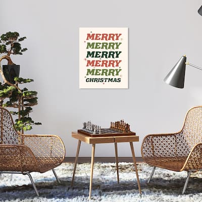 Wynwood Studio Canvas Holiday and Seasonal Merry Merry Glitter Star Green Modern & Contemporary Wall Art Canvas Print